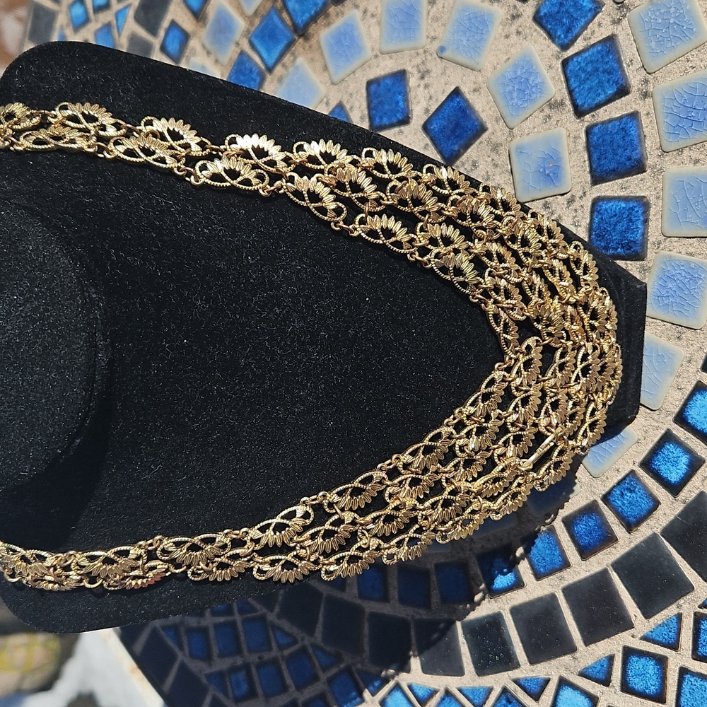 Vintage Goldtone Ornate Bib Necklae